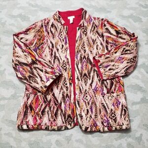 Chico's Cardigan‎ Womens 2 Multicolor Open Front Long Sleeve